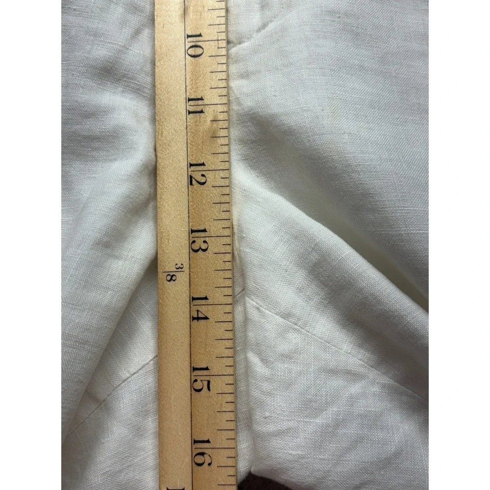 Man of Fashion Mens 36 White 100% Linen Pleated Wide Leg Dress Pants Trousers